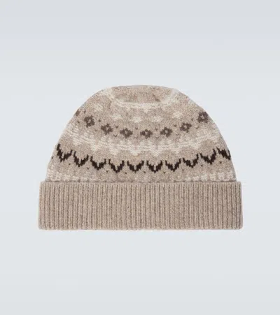 LORO PIANA ALPE PILE FAIR ISLE CASHMERE BEANIE