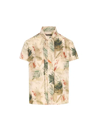 Loro Piana Febe Botanical Self-tie Blouse In Multi