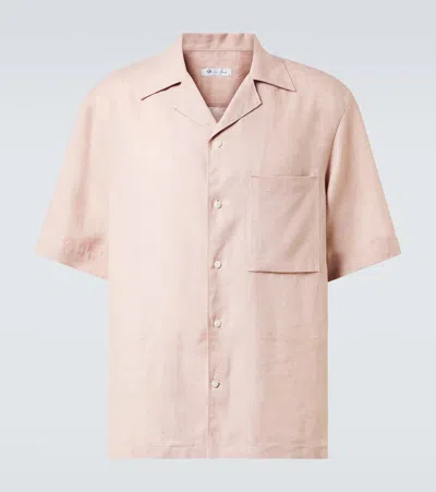 Loro Piana Federico Flax Bowling Shirt In Pink