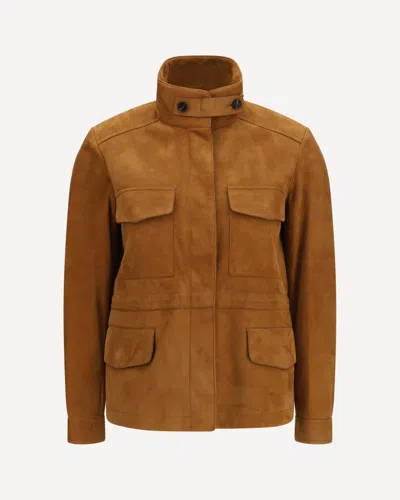 Loro Piana Field Traveller Mini Lambskin Jacket In Brown