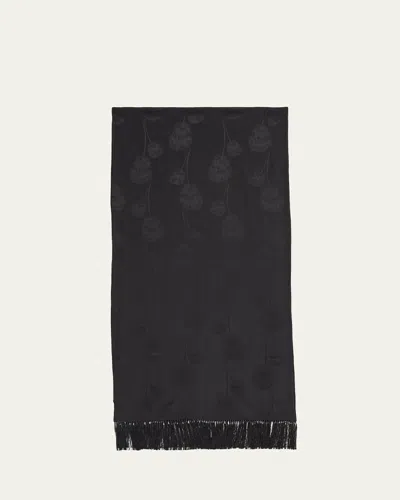Loro Piana Fine Cardo Silk Scarf In Black