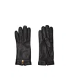 Loro Piana Nora Charm Leather Gloves In Navy Blue