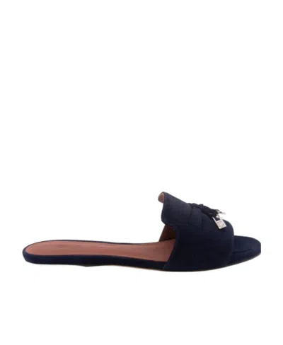 Loro Piana Flat-bottomed Open-toed Sandals In Black