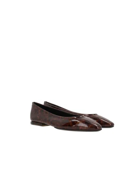 Loro Piana Primula Patent Leather Ballet Flats In Brown Patent Animalier