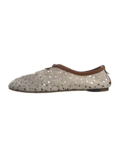 Pre-owned Loro Piana Floaty Macramé Lace Pattern Ballet Flats In Neutrals