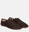 Loro Piana Floaty Leather-trimmed Moccasins In Chocolate