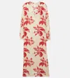 Loro Piana Floral-print Linen Kaftan In Beige