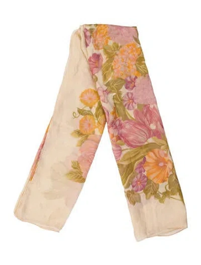Pre-owned Loro Piana Floral Print Scarf In Neutral