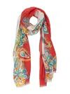 Loro Piana Floral-print Scarf In Red