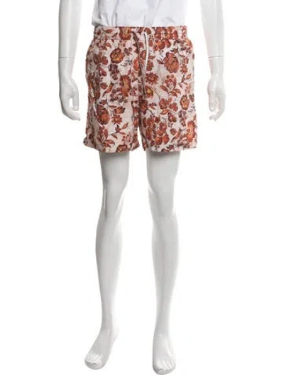 Pre-owned Loro Piana Floral Print Swim Trunks W/ Tags In Orange