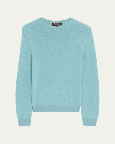 Loro Piana Fobello Crewneck Baby Cashmere Top In Blue