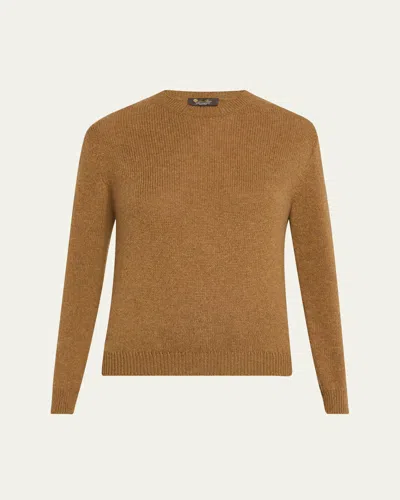 Loro Piana Fobello Crewneck Baby Cashmere Top In Brown