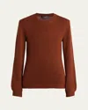 Loro Piana Fobello Crewneck Baby Cashmere Top In Dark Maple Leaf