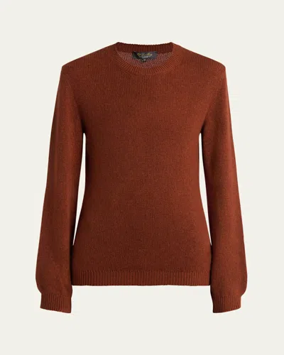 Loro Piana Fobello Crewneck Baby Cashmere Top In L0bh Dark Maple Leaf