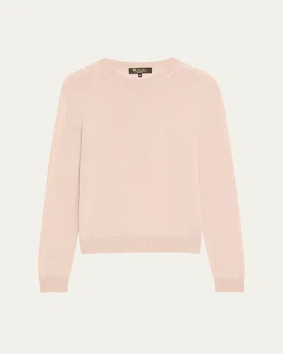 Loro Piana Fobello Crewneck Baby Cashmere Top In Smoke Bush