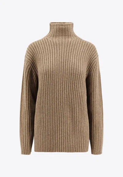 Loro Piana Fobello High-neck Cashmere Sweater In Brown