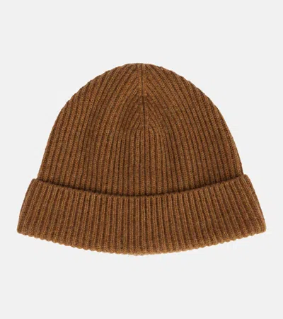 Loro Piana Fobello Ribbed-knit Cashmere Beanie In Braun