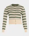 Loro Piana Fobello Striped Cashmere Crewneck Cardigan In Neutral