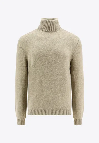 Loro Piana Fobello Turtleneck Cashmere Sweater In Green
