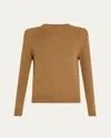 Loro Piana Fobello Crewneck Baby Cashmere Top In E0dz Camel Oasis Mel