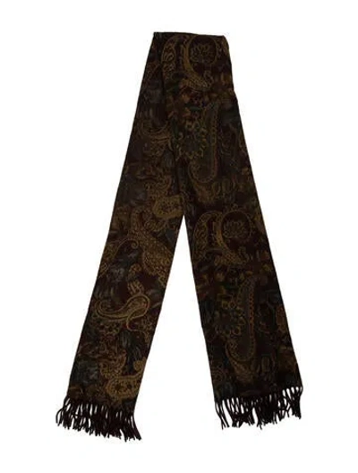 Pre-owned Loro Piana For Bergdorf Goodman Printed Scarf In Brown