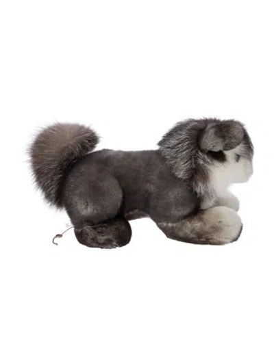 Pre-owned Loro Piana Fox & Mink Fur Plush Husky In Gray