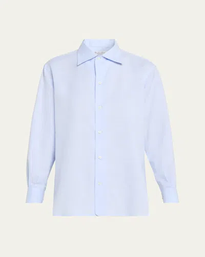 Loro Piana Franco Linen-cotton Classic Shirt In Blue
