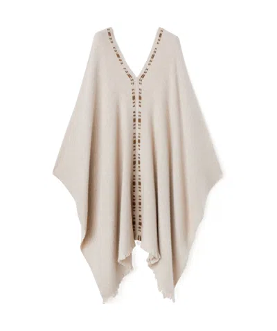 Loro Piana Fringed Cloak In Nude