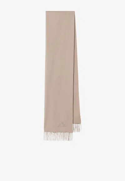 Loro Piana Fringed Logo Scarf In Neutral