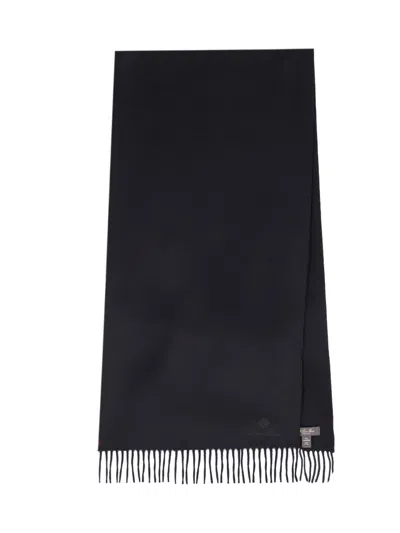 Loro Piana Fringed Scarf "grande Unita" In Black