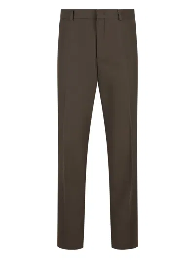 Loro Piana Front-crease Cotton Trousers In Brown