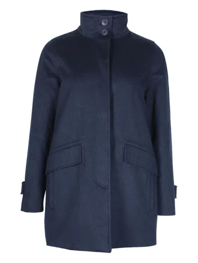Pre-owned Loro Piana Funnel-neck Cashmere Coat In Blue