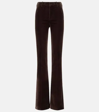 Loro Piana Gaby Cotton Velvet Straight Pants In Brown