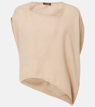 Loro Piana Gaia Asymmetric Linen Crêpe Top In Beige