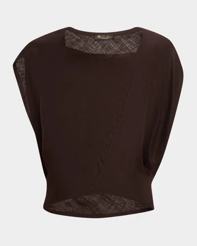Loro Piana Gaia Cap-sleeve New Summer Twill Shirt