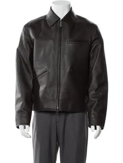 Pre-owned Loro Piana Gail Calfskin Moto Jacket In Brown