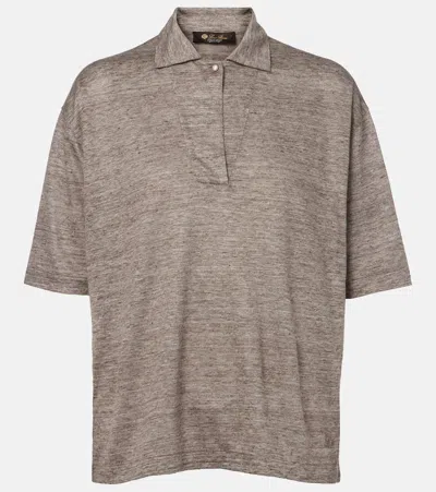 Loro Piana Gargano Linen Polo Shirt In Brown