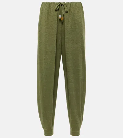 Loro Piana Gargano Linen Tapered Pants In Green