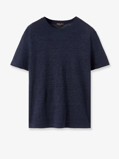 Loro Piana Gargano Linen Short-sleeve T-shirt In Blue
