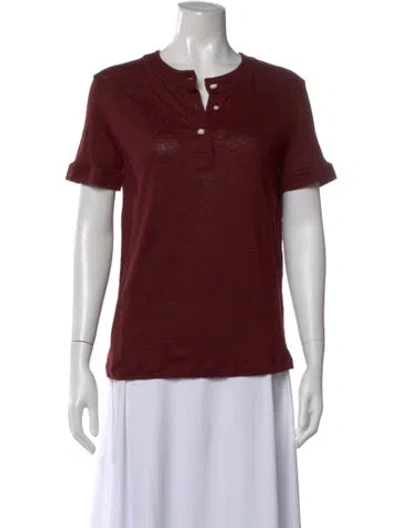 Pre-owned Loro Piana Gargano Serafino Linen T-shirt In Burgundy