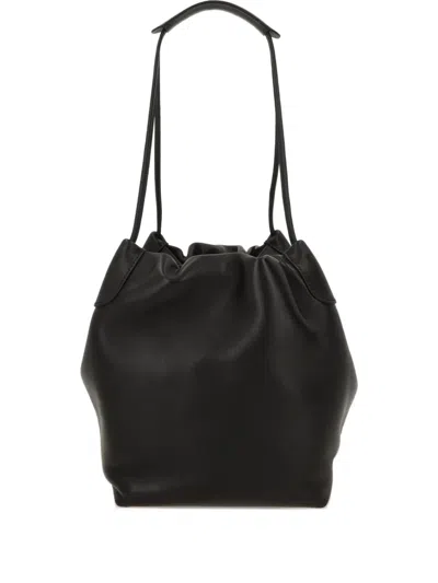 Loro Piana Gathered Shoulder Bag In Black