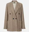Loro Piana Genny Double-breasted Herringbone Linen Blazer In Brown
