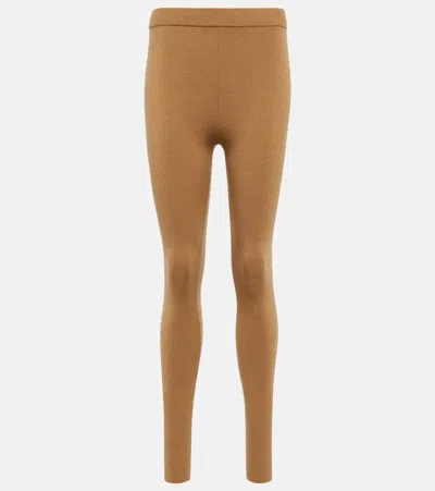 Loro Piana Gentle High-rise Wool-blend Leggings In Acorn Mélange