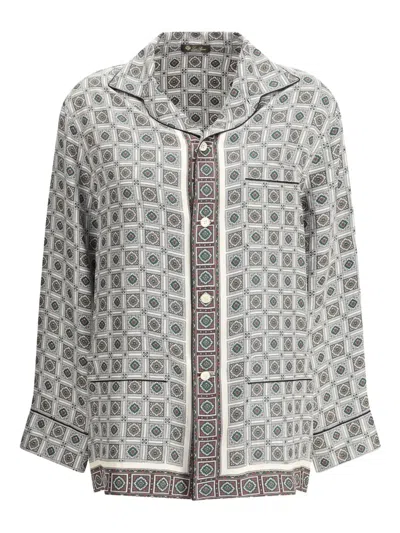 LORO PIANA GEOMETRIC-PRINT SILK SHIRT