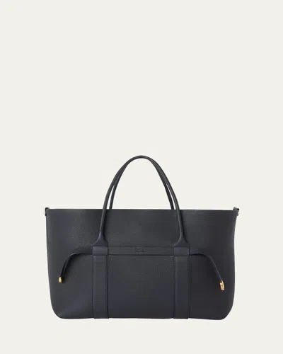 Loro Piana Ghiera Grained Leather & Cashmere Tote Back In Black