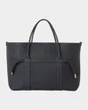 Loro Piana Ghiera Grained Leather & Cashmere Tote Back In Blue Navy Sun Gold