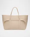 Loro Piana Ghiera Grained Leather & Cashmere Tote Back In Light Travertine Sun