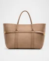 Loro Piana Ghiera Large Grained Nubuck Leather Shopper Tote Bag In Fume Taupe