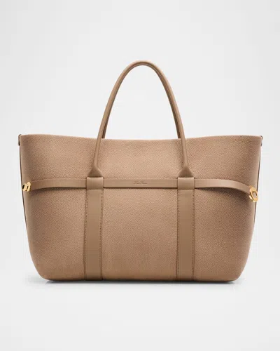 Loro Piana Ghiera Large Grained Nubuck Leather Shopper Tote Bag In Fume Taupe