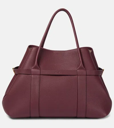 Loro Piana Ghiera Large Leather Shopper In Burgundy